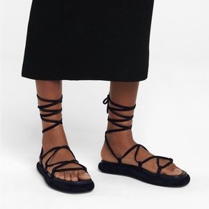 Khaite Alba Sandal in Black Leather